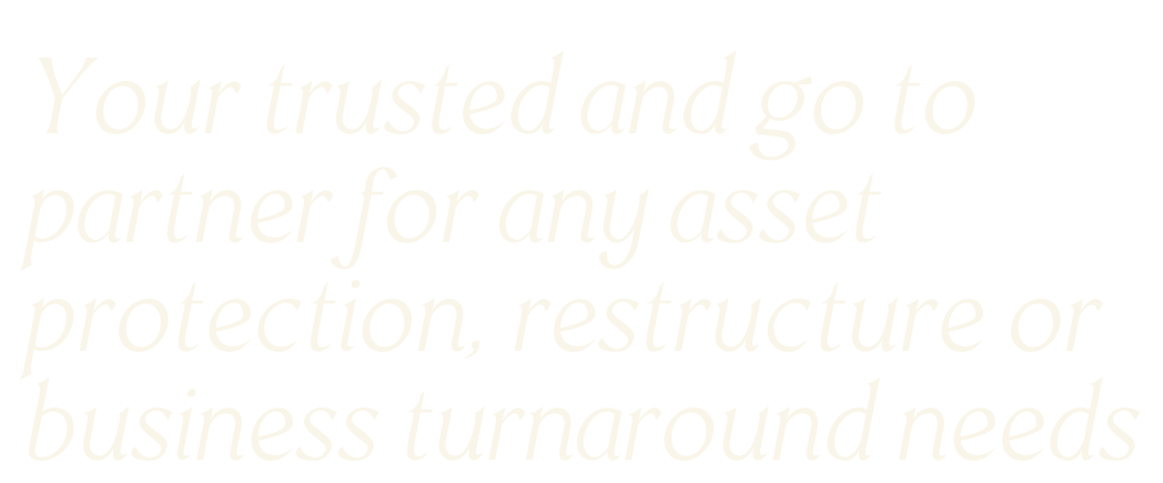 Your trusted and go to partner for any asset protection, restructure or business turnaround needs